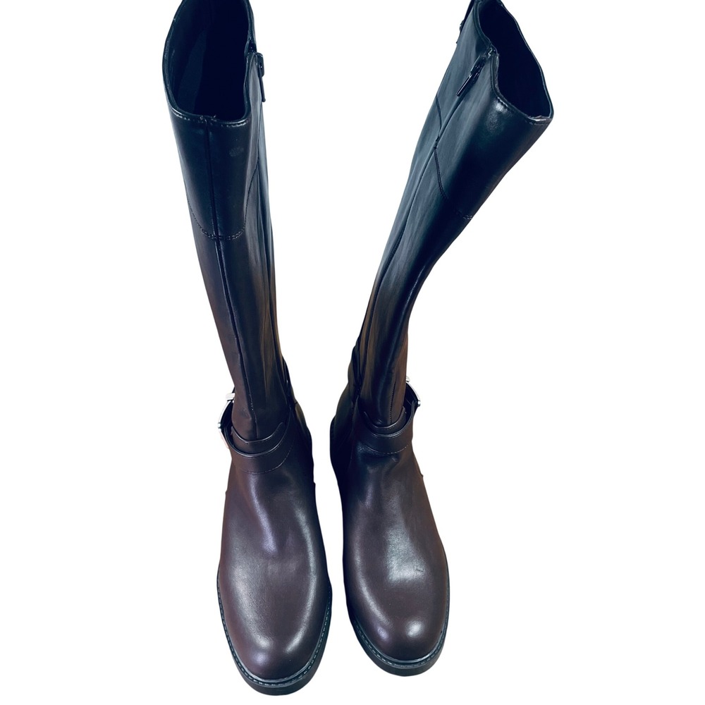 Kelly & Katie Women Knee Boots Brown Riding Equestrian Buckle Zip Size 6.5‎